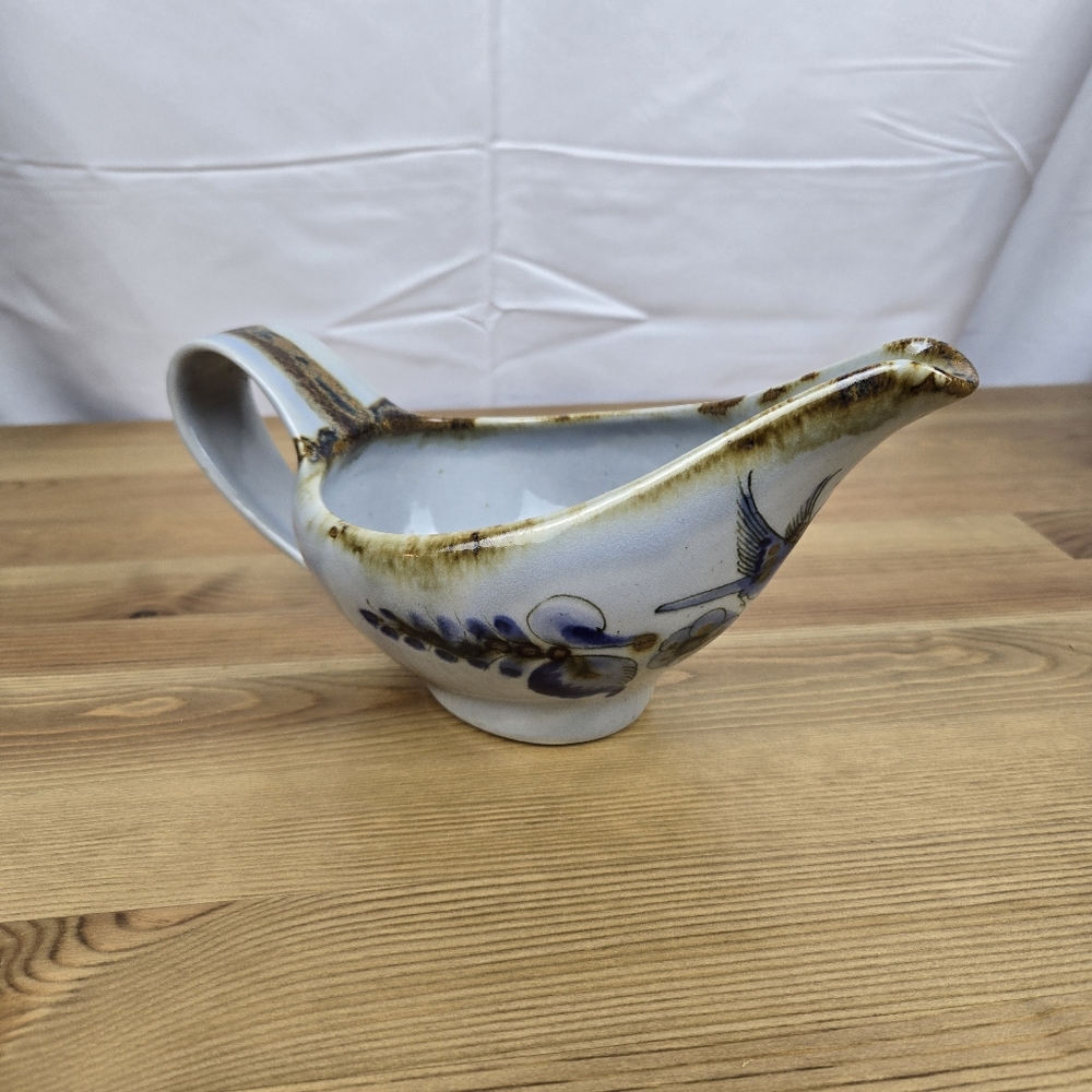 Ken Edwards Pottery Mexico Gravy Sauce Boat Mexican Folk Art Bird Signed